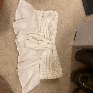 white tube top with ruffles